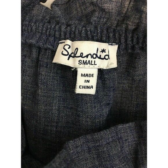 Splendid Womens Solid Navy Blue Jean Print Short Sleeve Tank Top Small - Picture 5 of 7